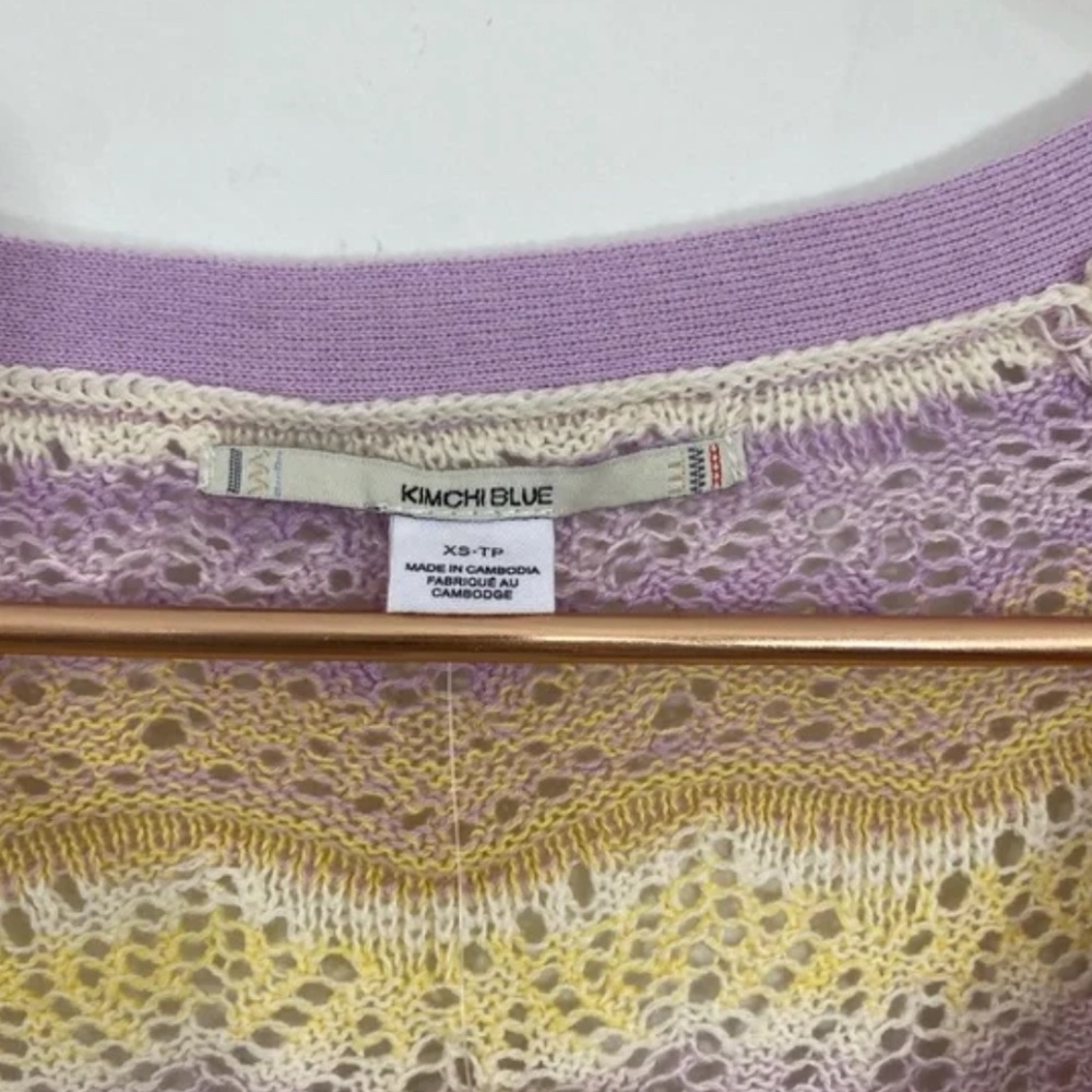 Kimchi Blue NWT XS Urban Outfitters Crochet Knit Babydoll Sweater Pastel - Picture 4 of 5